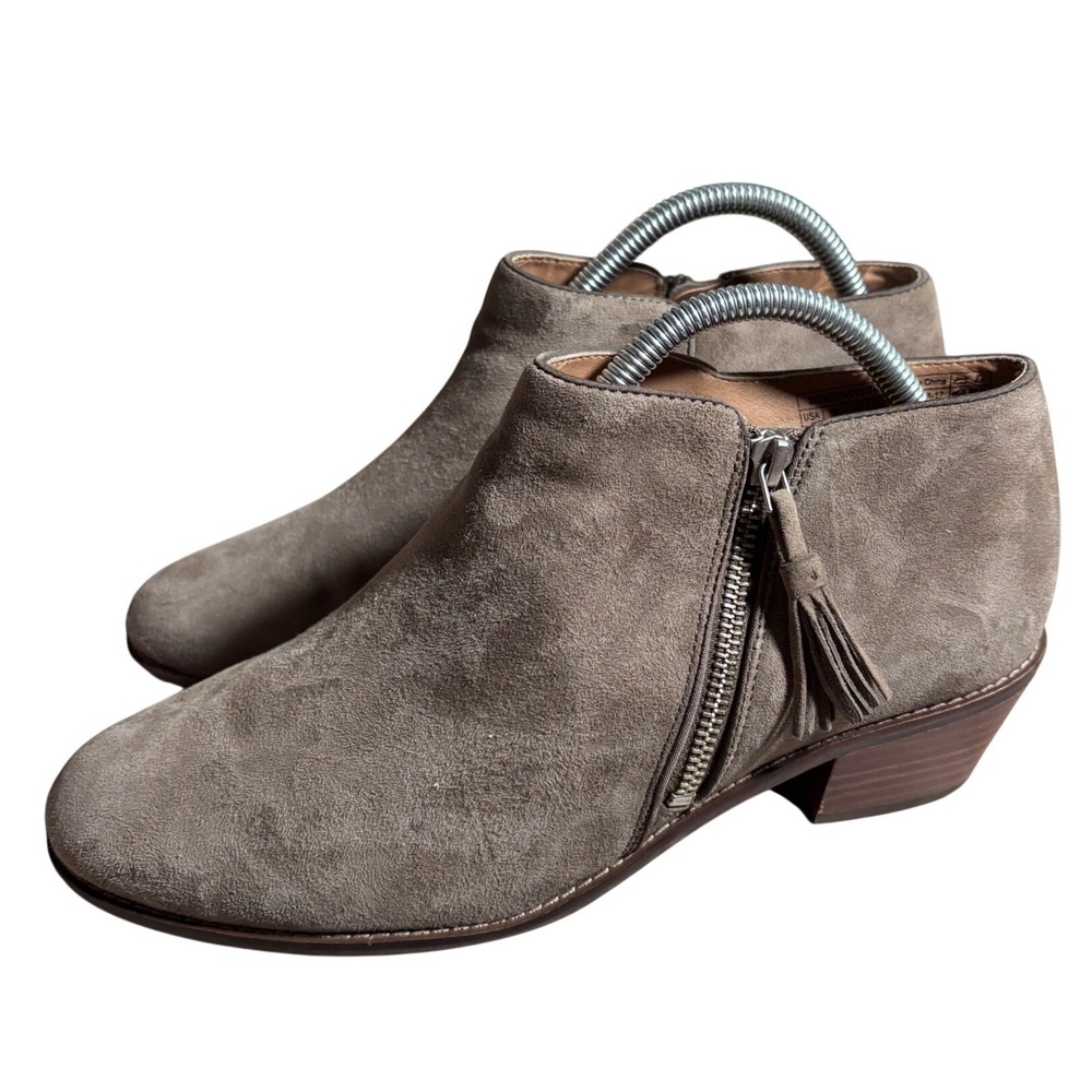 Vionic Serena Suede Tassel Ankle Boots Womens 10 Low Block Heel Cottagecore Boho